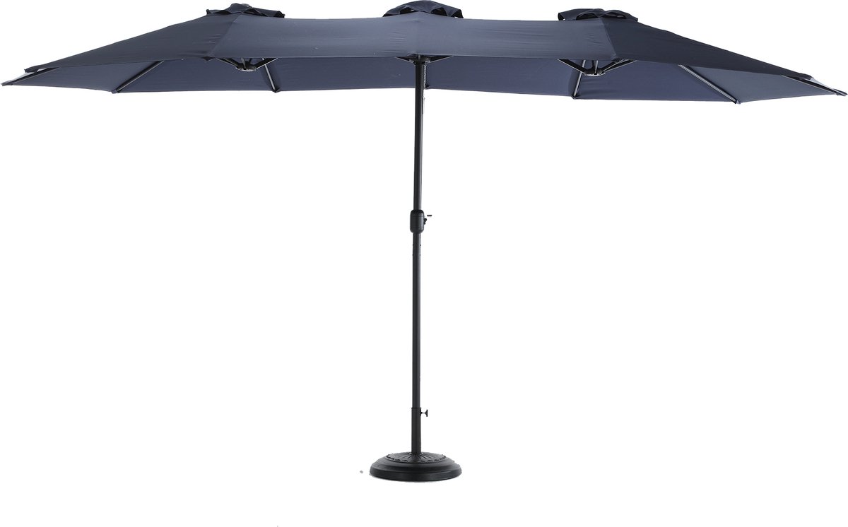 Dubbele parasol - dubbele parasol met voet - parasol xxl - 453x267 cm - Premium Parasol - Bescherming - 12 stalen paraplu-ribben - Tuinparasol - Parasol voor Terras of Balkon - Marineblauw