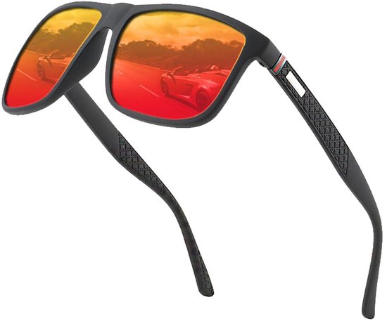 OKWISH Zonnebrillen - Modieuze Polarisatie Zonnebril Voor Dames En Heren, Lichtgewicht PC Frame, UV400 Bescherming, Rood van okwish — afbeelding 4