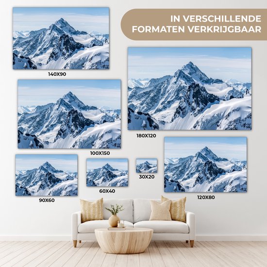 Peinture sur toile Montagnes - Neige - Hiver - Nature - Paysage - 30x20 cm - Décoration murale