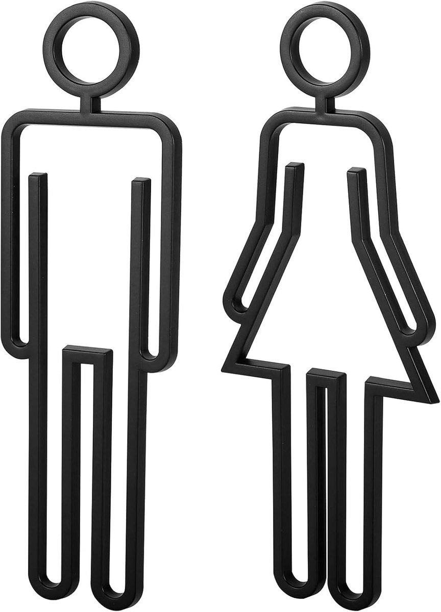 carmdering - Toiletbord - WC Teken - Unisex Toilet Signage - Duidelijke Pictogrammen - Duurzame Bevestiging - Acryl Materiaal - Elegant Zwart Design - Ideaal Voor Badkamers - 1 Paar