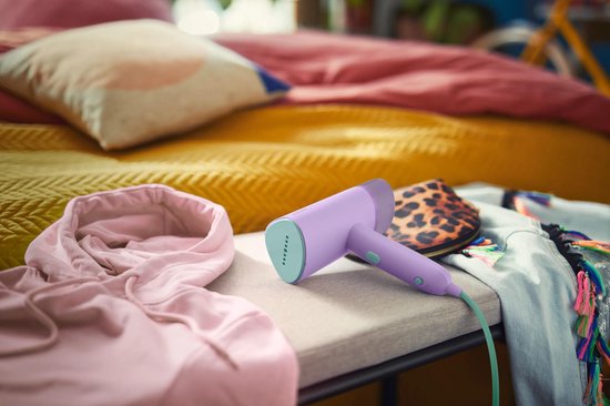 Philips Kledingstomer STH3010/30 - Opvouwbaar en Compacte Handstomer - Snel Warm – Lang Snoer - 1000 Watt - Incl Reistas - Paars