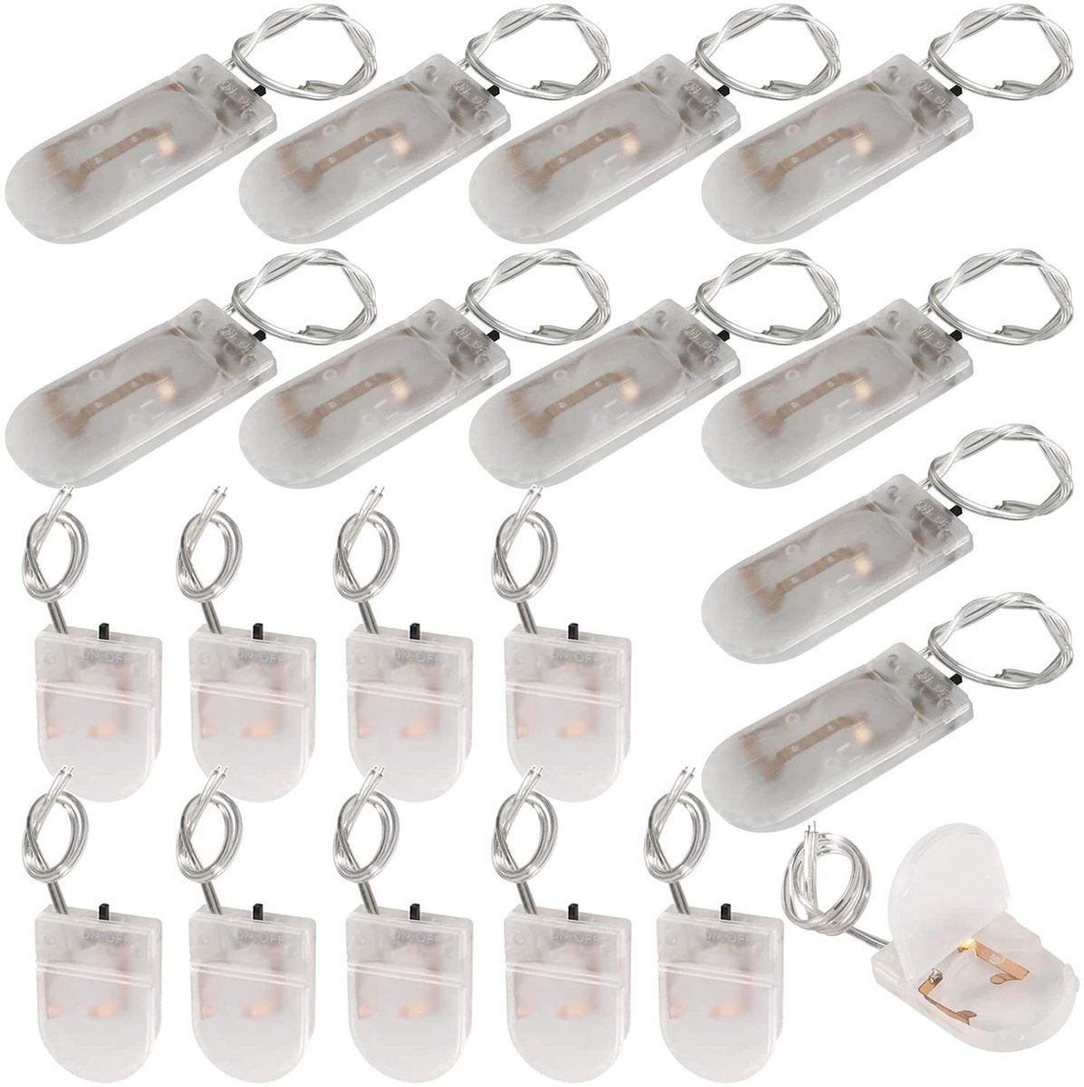 Dailygoods - Dailygoody - CR2032 batterijhouder - batterijhouder met aan/uit-schakelaar - transparant - knoopcelhouder met kabel - ideaal voor diverse toepassingen