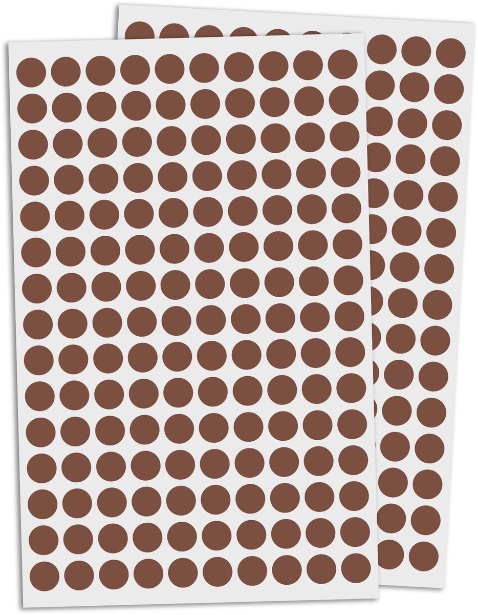 Dailygoods - Dailygoody - Ronde Stickers - Gekleurde Puntstickers - Zelfklevend - Bruin - 10mm Stickers - Perfect voor Papieren Projecten - 3000 Stuks