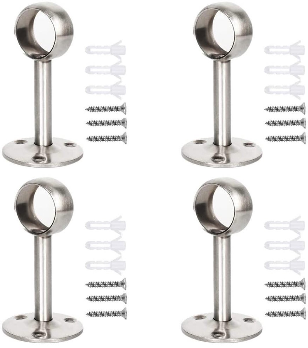 Dailygoods - Dailygoody - Stangen Flenset - Roestvrij Stalen Drager - Zilver - Gordijnroede - Perfect voor Kledingkast en Keuken - 22 mm