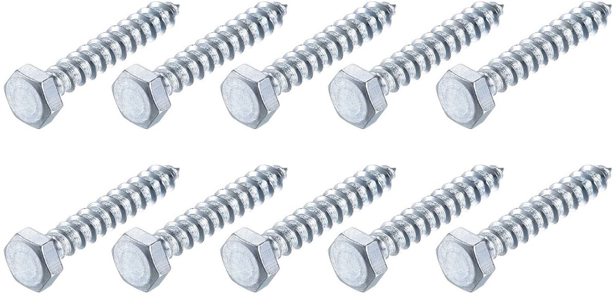 Dailygoods - Zeskant Trekschroeven M8 x 50 mm, 25 stuks, koolstofstaal
