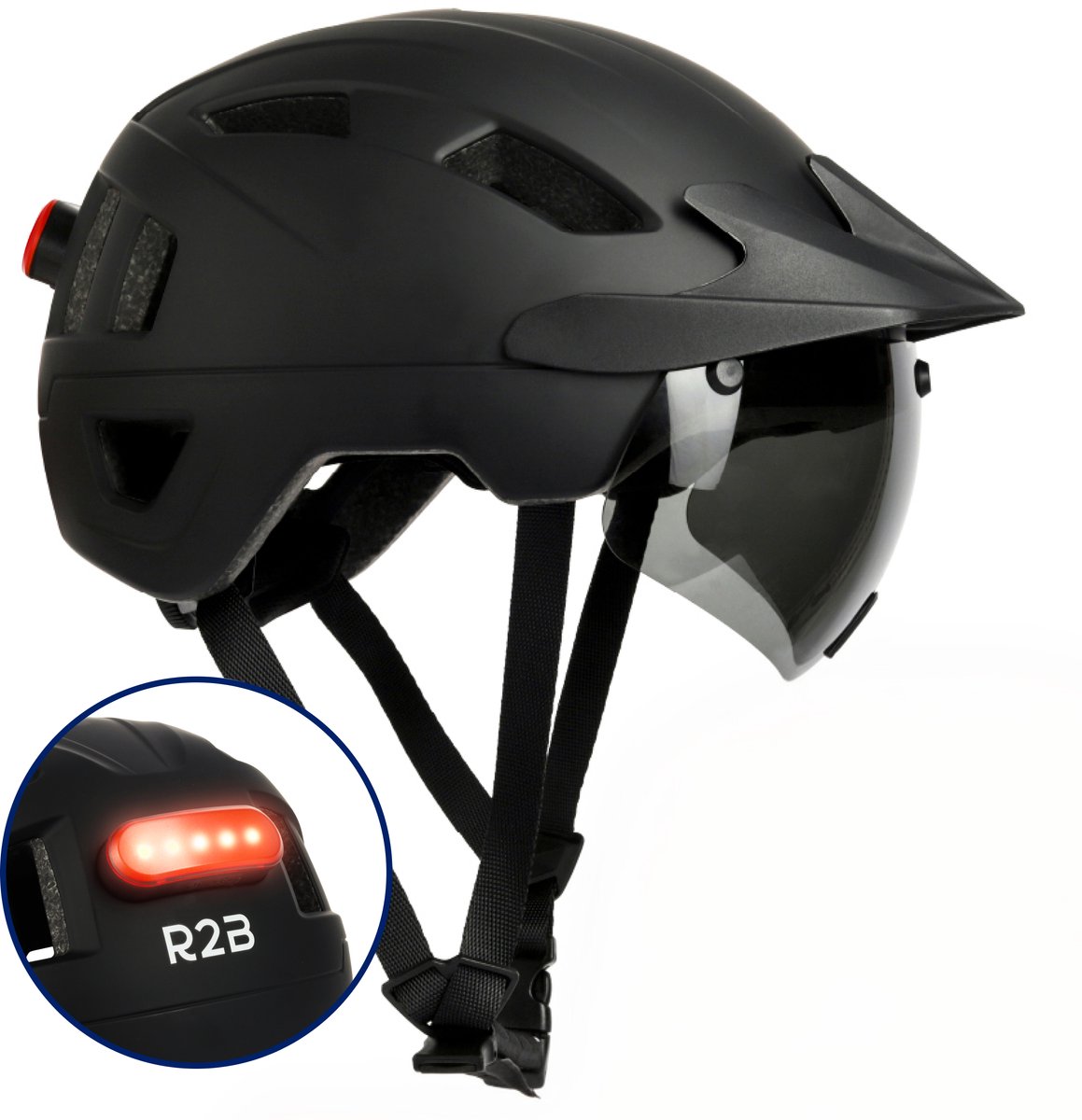 R2B Fietshelm Volwassenen voor Speed Pedelec & Snorfiets - LED-verlichting - Maat S - 51-55 cm - Fietshelm Dames