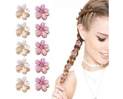 WeddHuis 10 stuks diamanten mini-haarclips schattige mini-haarclips voor foto's dagelijks feest bruiloft (wit en roze) - Vemera