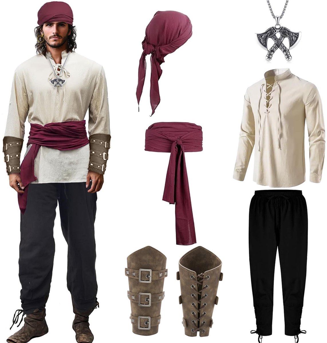 Dailygoods - Cosensi - Dailygoods - Middeleeuws Kostuum voor Heren, Compleet met Accessoires