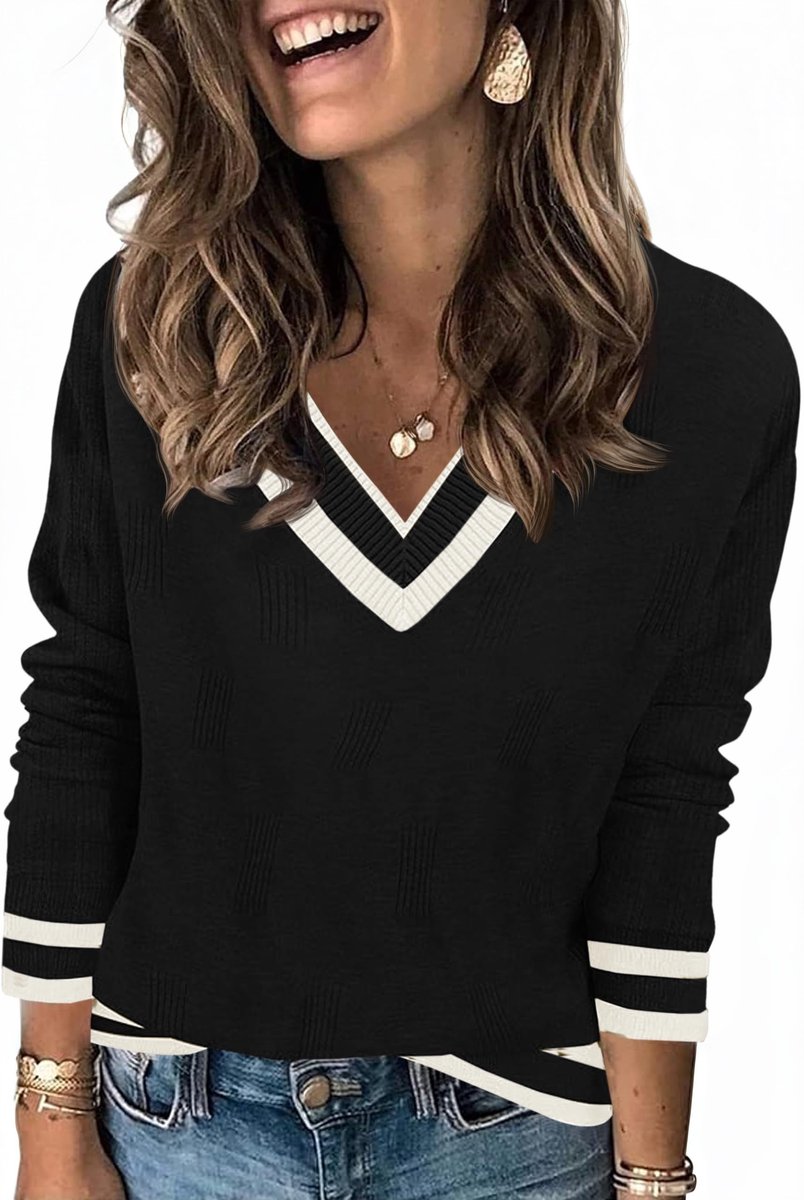 Dailygoods - Damestrui met Lange Mouwen en V-hals, Casual Gebreid
