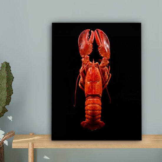 Homard cuit à la vapeur sur une toile de fond noir 2cm 30x40 cm - petit - Tirage photo sur toile (Décoration murale salon / chambre) / Animaux sauvages Peintures sur toile