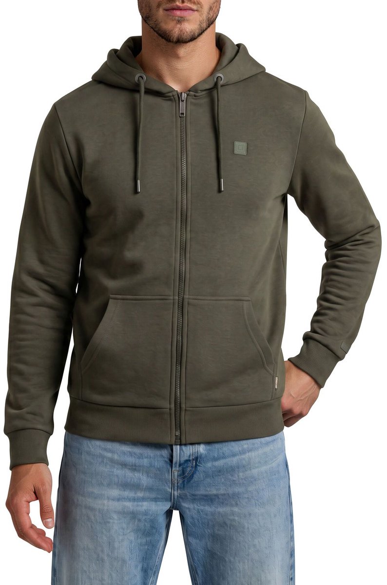 riverso Heren Sweatjack RIVBrad regular fit Olijf M Volwassenen Sweatjack / Vest met capuchon