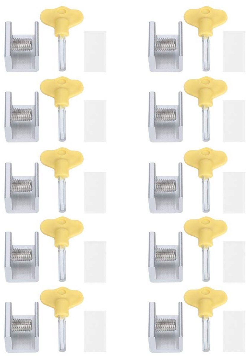 Dailygoods - Dailygoody - Verstelbare Aluminium Schuifraamslot - Kindveilige Klem - Eenvoudig te installeren - Veiligheid voor kinderen - Geschikt voor schuif