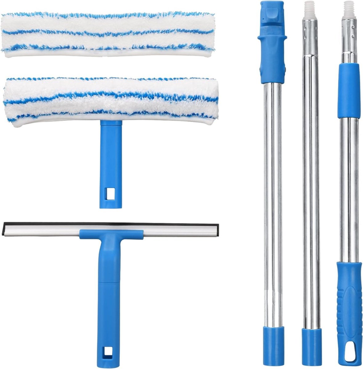 TIM® Ramenwasser Telescopisch - Ramenwasser - Ruitenreiniger - Blauw- 30cm x 12cm x 146cm