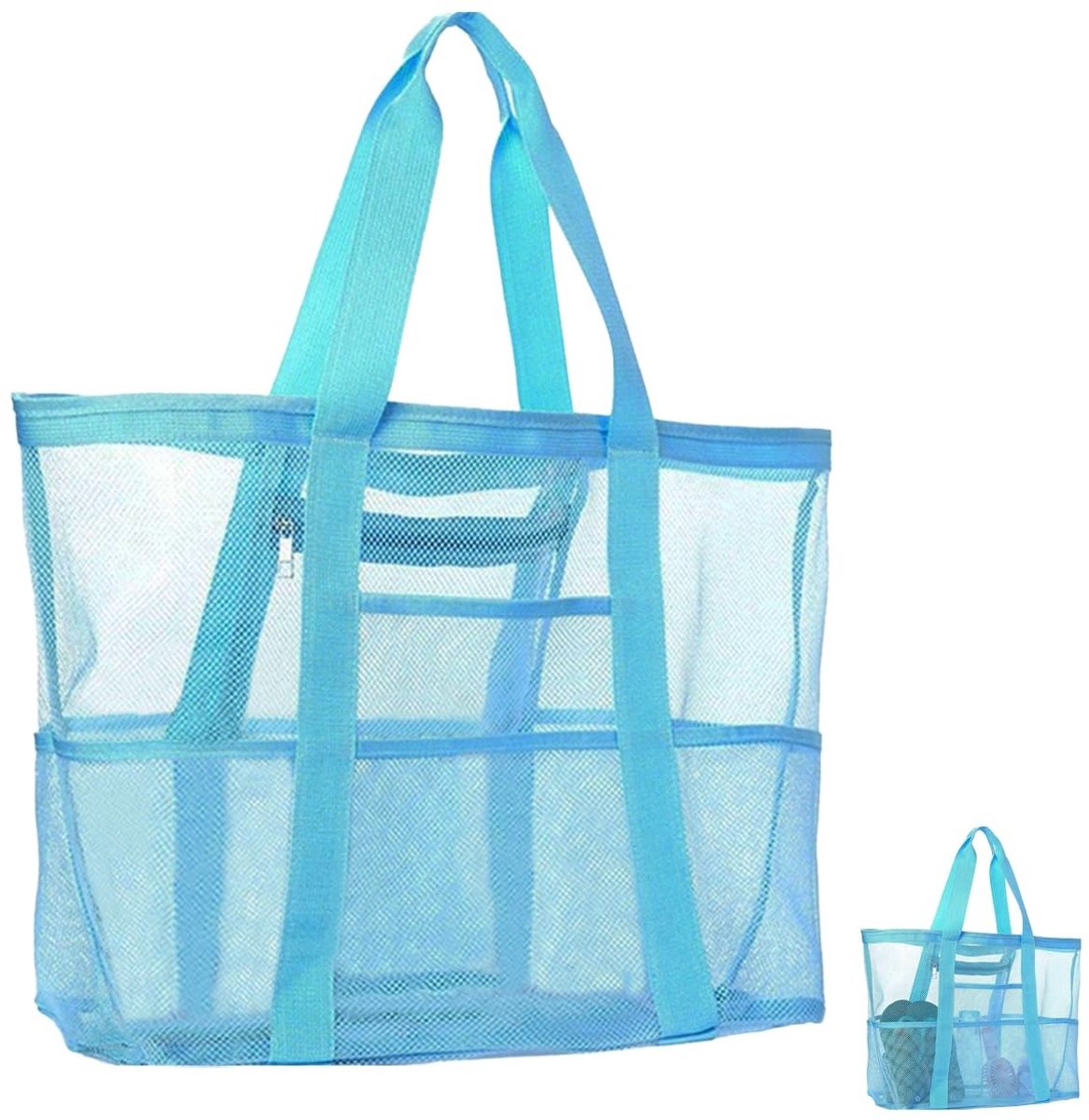 Dailygoody - Beach Toy Bag Large - Multifunctionele strandtas - Ruim formaat - Sky blue - Perfect voor zand- en water speelgoed - Ideaal voor vakantie