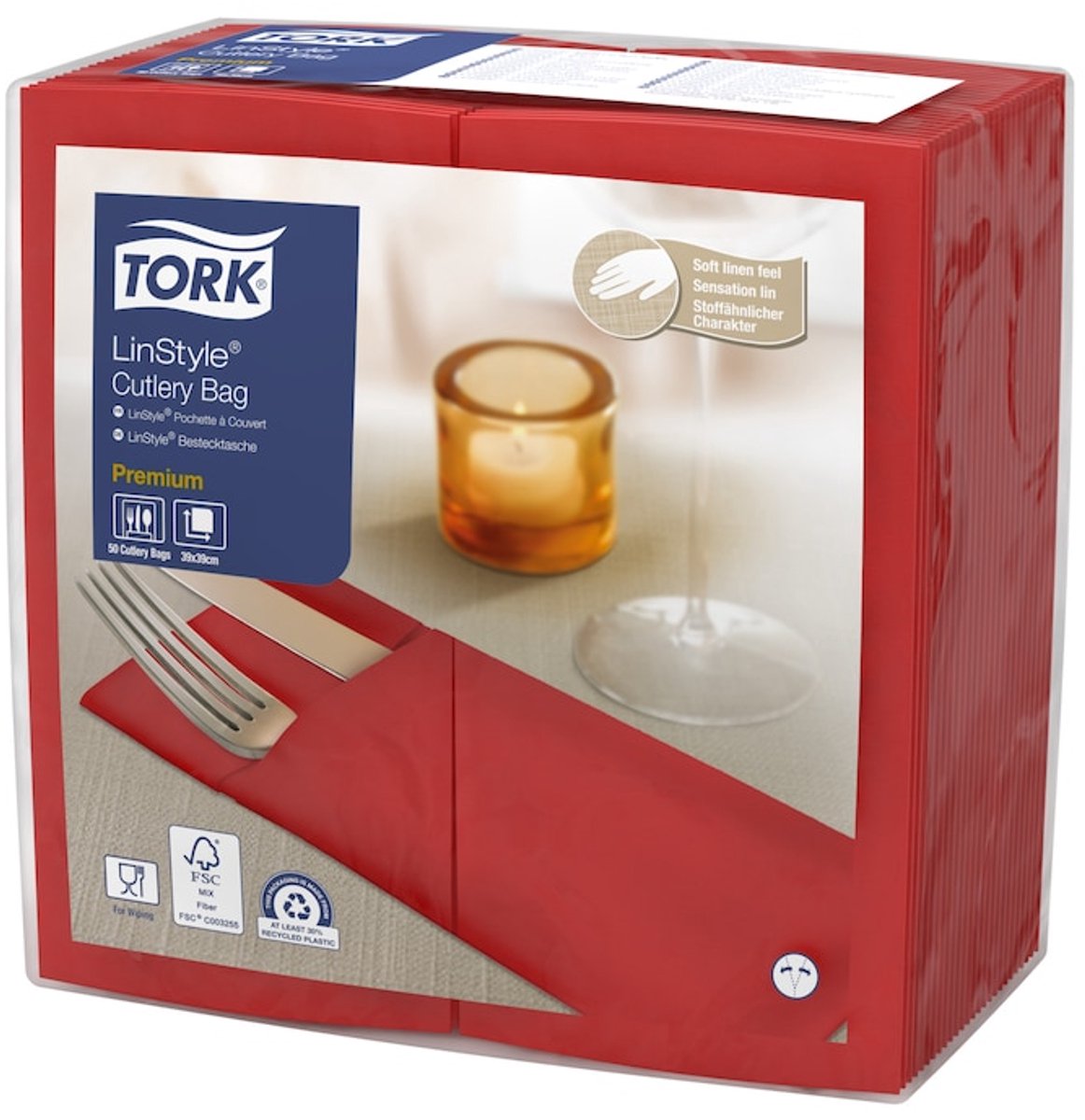 Tork 509604 premium linstyle bestekpochette rood 19,5x9,8 cm 700 stuks (509604)