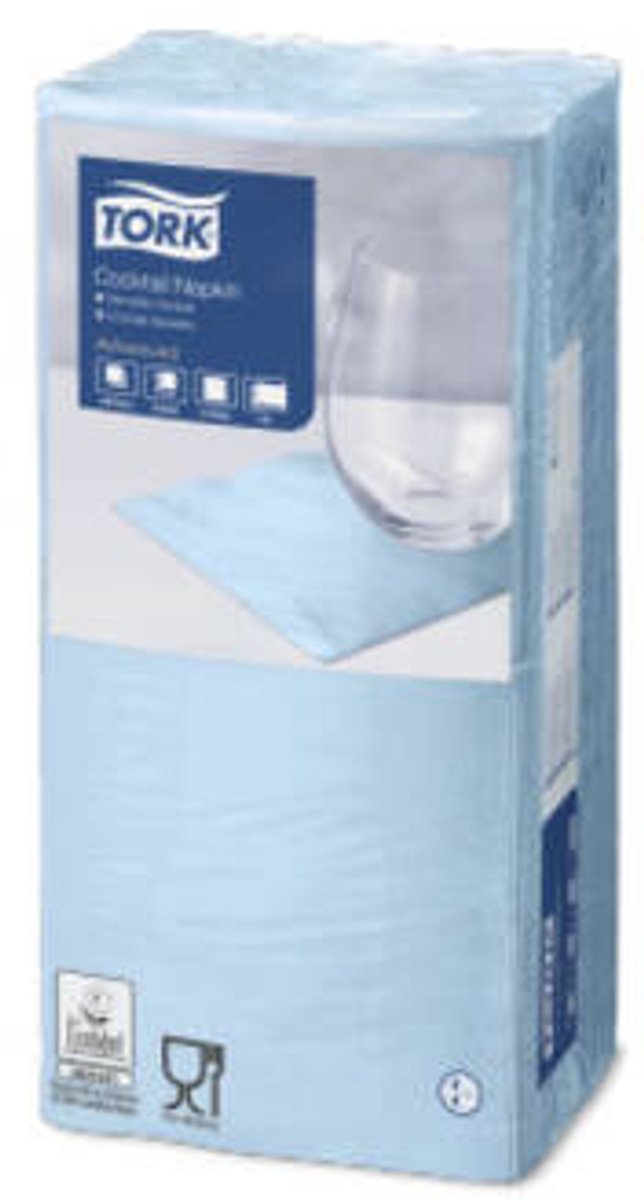 Tork 477837 cocktailservet advanced lichtblauw 24x24 cm 2-laags 2400 stuks (477837)
