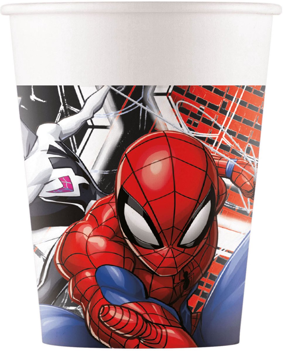 Papieren Bekers 200ml Spiderman World of Web - 8st.