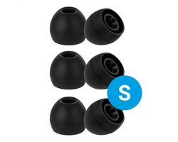 3 Pack Siliconen Small (S) Dopjes Oordopjes Vervanging Tips Flexibele Eartips Oortips Geschikt voor Oordopjes / Headsets Inclusief opbergdoosje Zwart