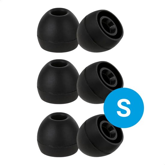 Paquet de 3 bouchons d'oreilles en Siliconen petits (S) Pointes de remplacement embouts auriculaires flexibles adaptés aux écouteurs/ Casques, y compris boîte de rangement Zwart