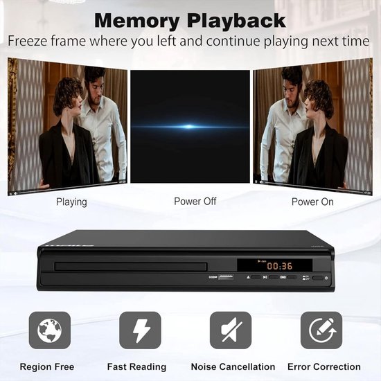 DVD Speler met HDMI - Blu Ray Spelers - Externe DVVD Speler - Zwart disc speler — afbeelding 5