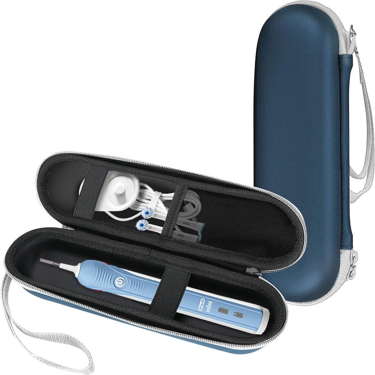 Reisopbergtas voor Elektrische Tandenborstel, Hard Beschermcase en Houder - Navy Blauw, Ideaal voor Vakanties en Thuisgebruik