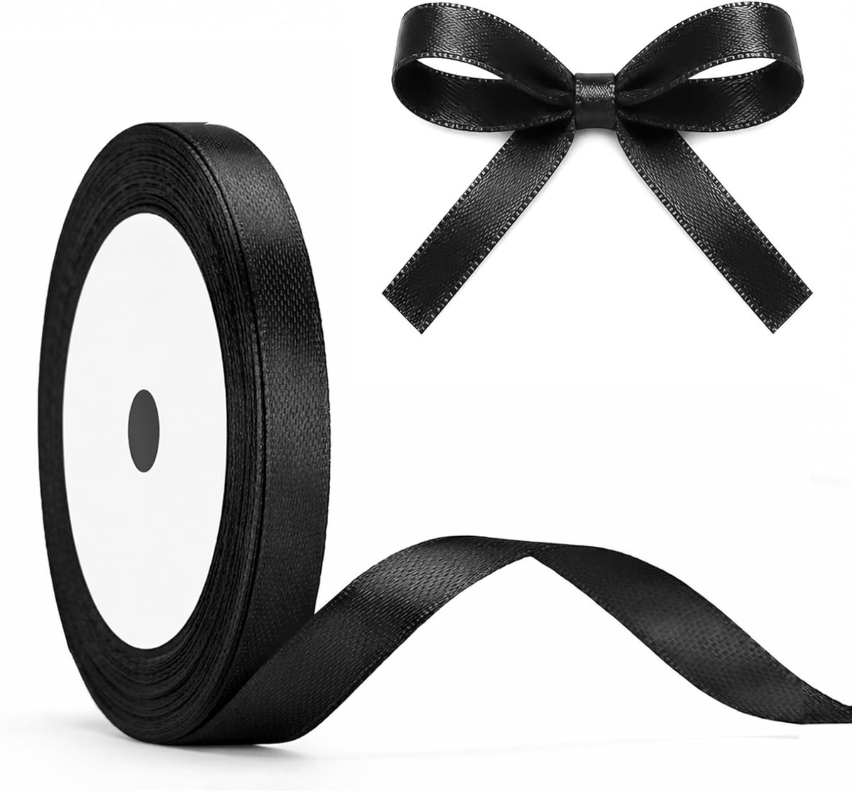 Zwarte Satijn Lint 10mm, Decoratief Cadeaulint, 22m Lint voor Knutselen en Versiering, Perfect voor Cadeauverpakking en Feestdecoratie
