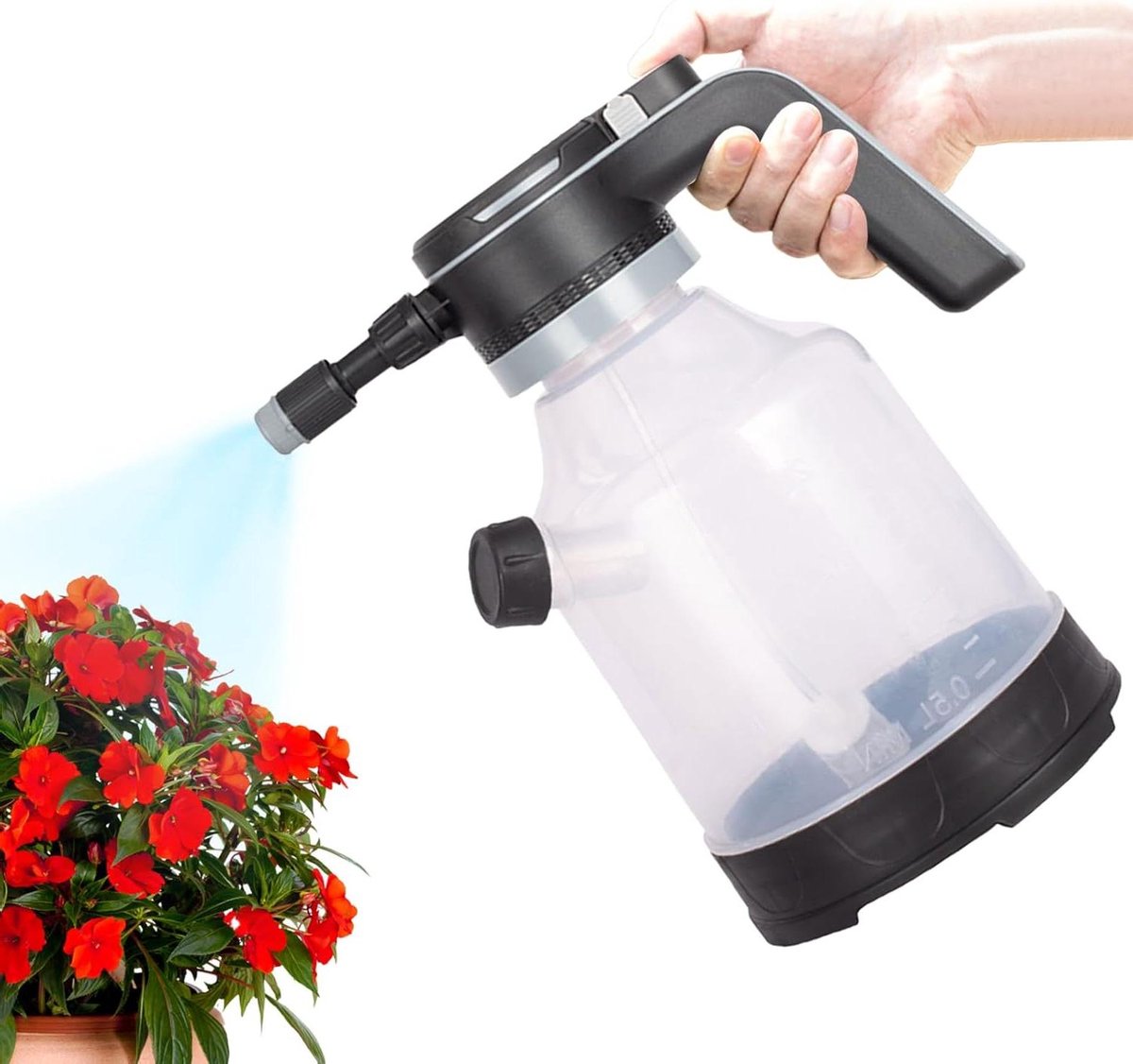 Elektrische Pompsproeier - Draadloze Waterspuit - Planten Water Geven - Gestage Stroom - 3L - Transparant