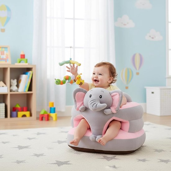 Baby Zitstoel - Olifant Stoeltje - Baby Leren Zitten - 360 Graden Ondersteuning - 40 x 39 x 185 cm — afbeelding 4