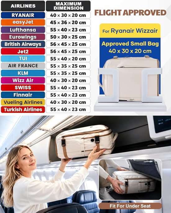 Vacuüm Rugzak - Reisrugzak Compressie - Ruimte Besparen - Met Geïntegreerde Pomp - 40x30x20 cm - Beige Bruin — afbeelding 2