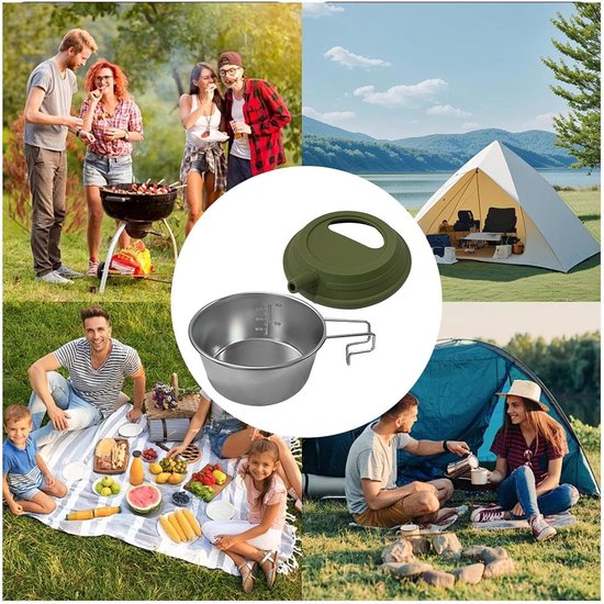 Wandelreis Koffiebeker - Camping Thermosbeker - Outdoor Reizen - Opvouwbaar Handvat - 450 ml - Roestvrijstaal — afbeelding 4