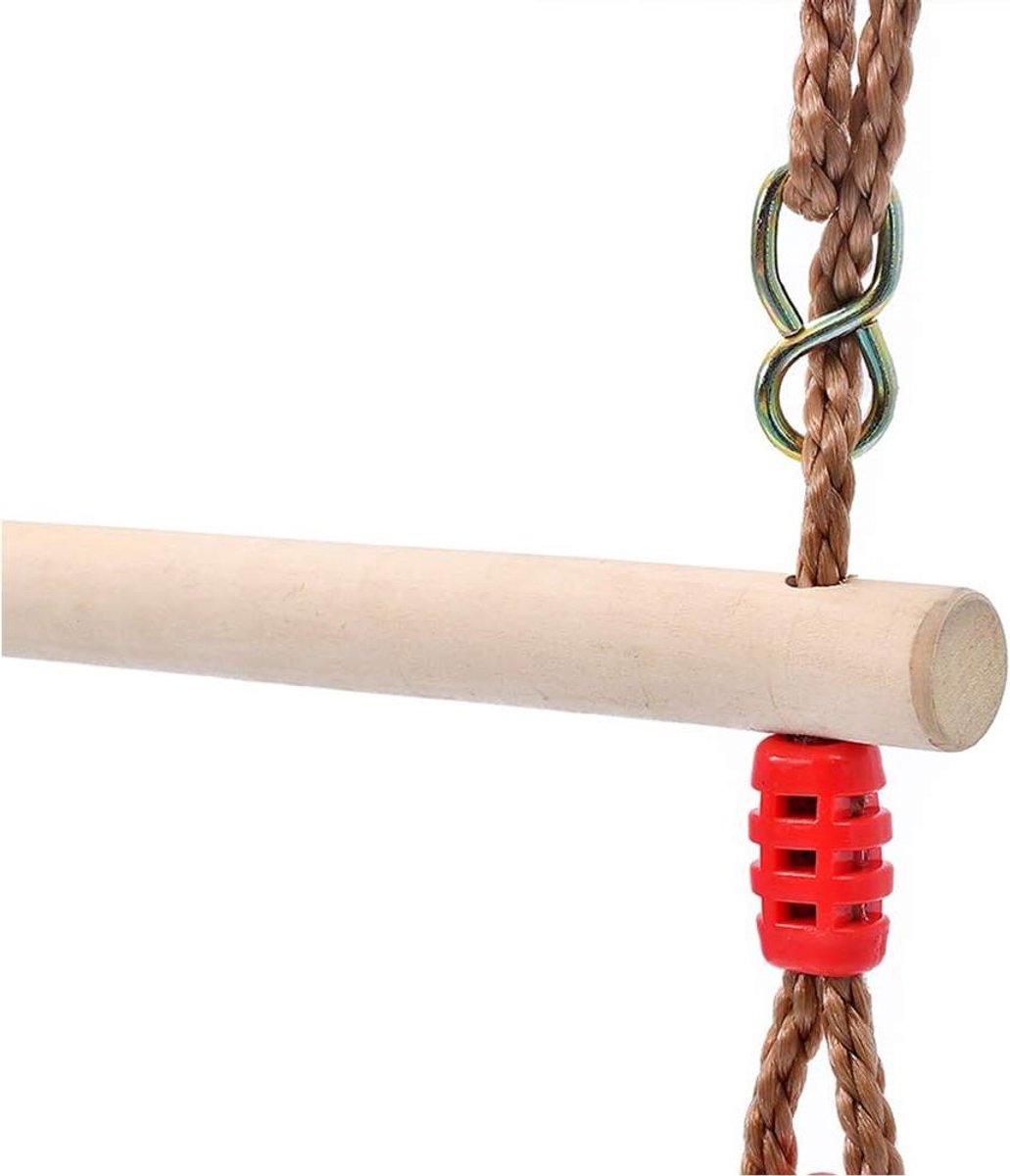 Trapeze Schommelstang - Gymnastiek Bar - Krachttraining - Verstelbaar Touw - 45 cm Houten Staaf - Geel