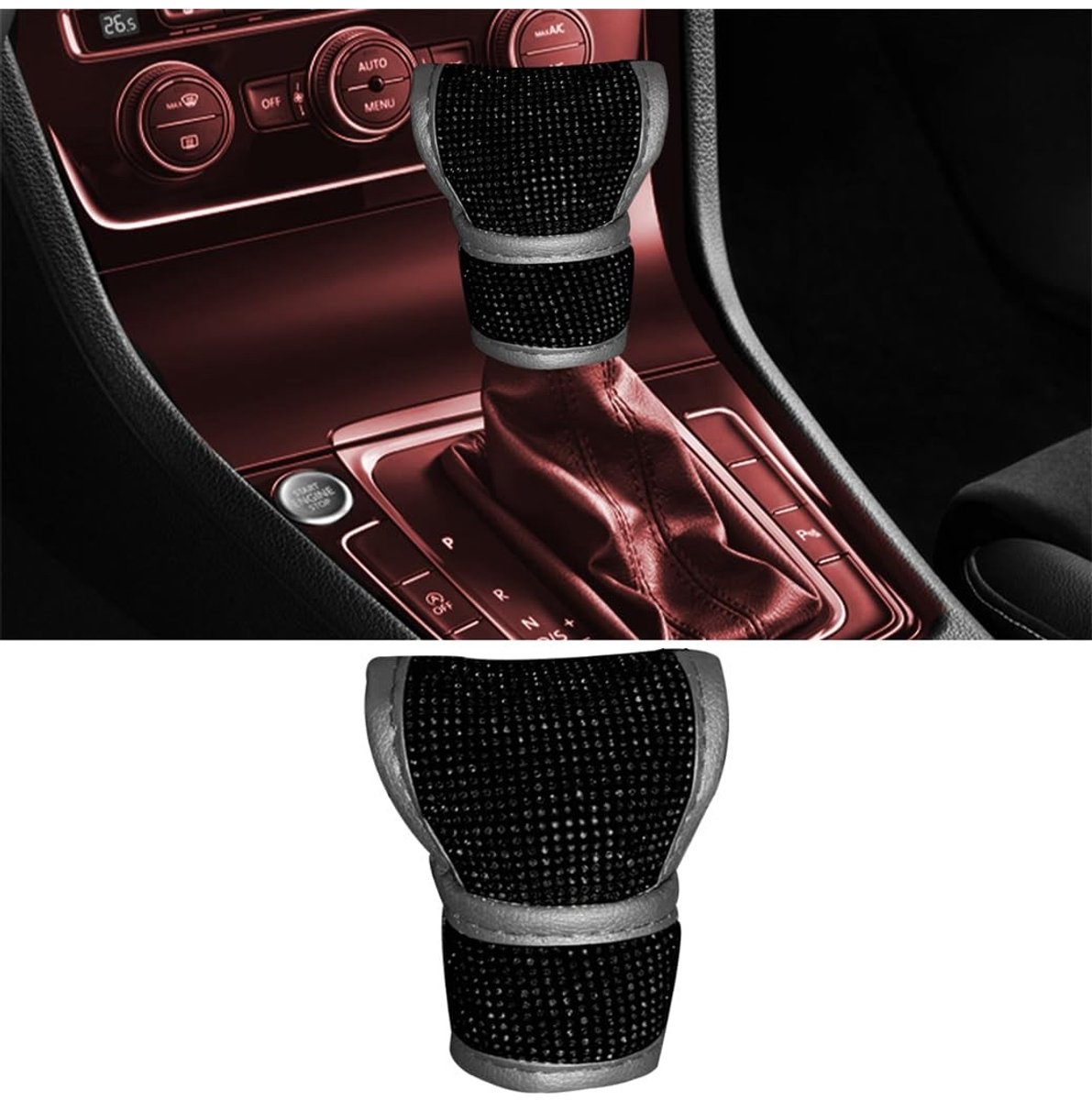 Dailygoody - Bling Bling Versnellingspookknop - Universele Auto Accessoire - Zwart - Versnellingspook Cover - Stijlvolle Decoratie - Bescherming tegen