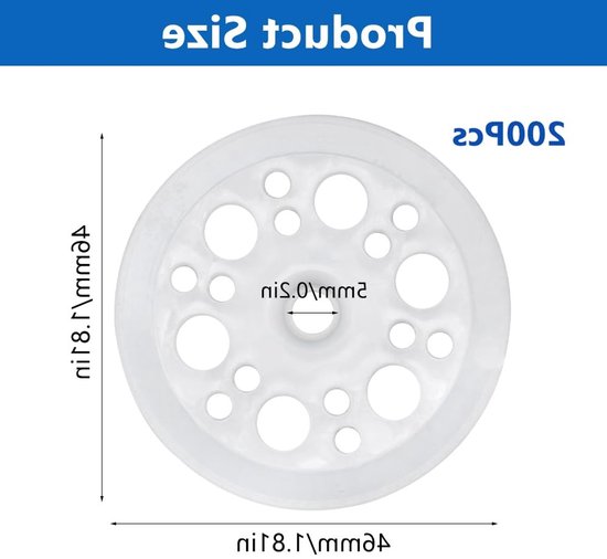 200 Stuks Plastic Platte Ringen 50mm - Polypropyleen Ringen voor Isolatie, Bevestiging en Ondersteuning van Schuimschijven — afbeelding 5