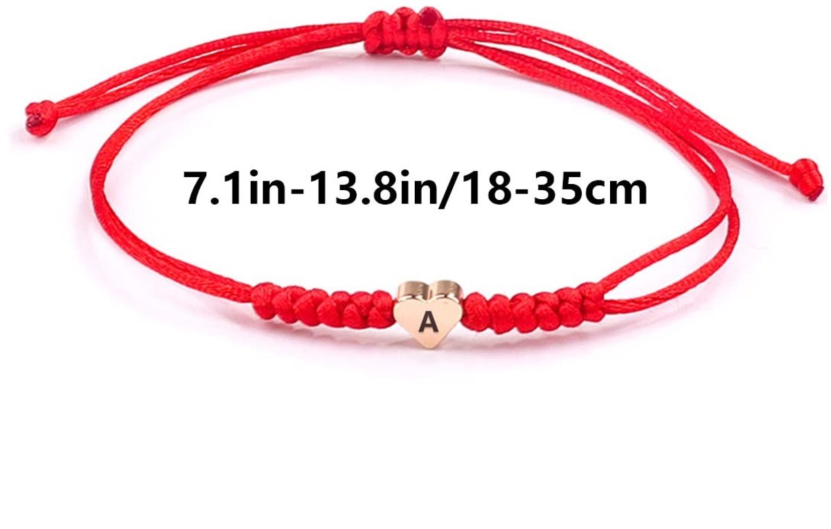 Dailygoody - Hartarmbanden - Vriendschapsarmband - Uniek ontwerp - Rood - Cadeau voor Valentijnsdag - Initialen - Geschikt voor vrouwen - Kunststof