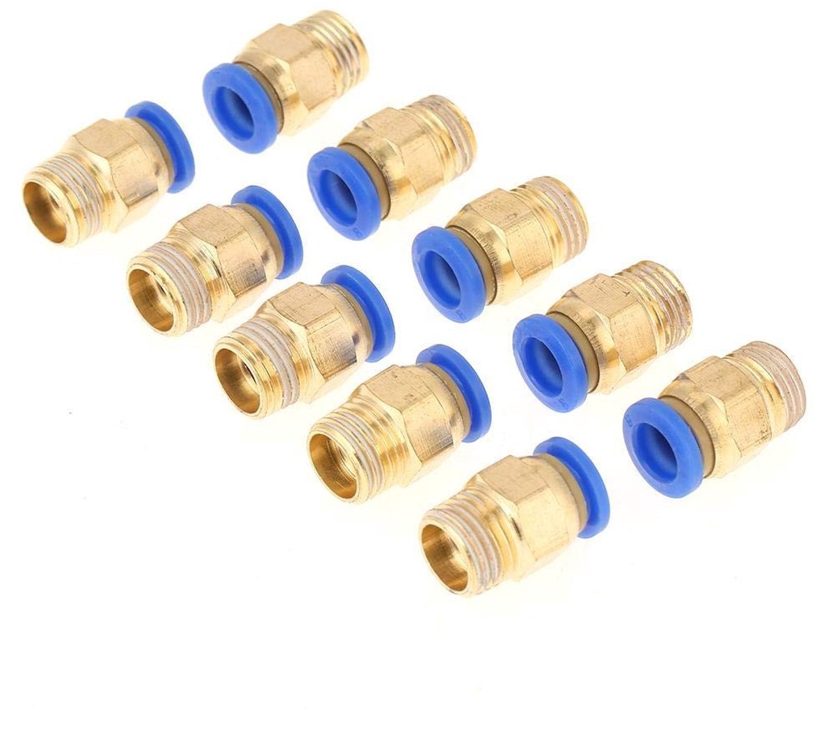 Dailygoody - Pneumatische Snelkoppeling - 10 Stuks - Geschikt voor Luchtfitting - G1/4" - Messing Afwerking - Push-In Adapter