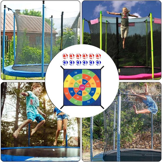 Trampoline Dartbord - Bal Gooi Spel - Familie Spel - Zelfklevende Ballen - 74x74cm - Veelkleurig — afbeelding 4