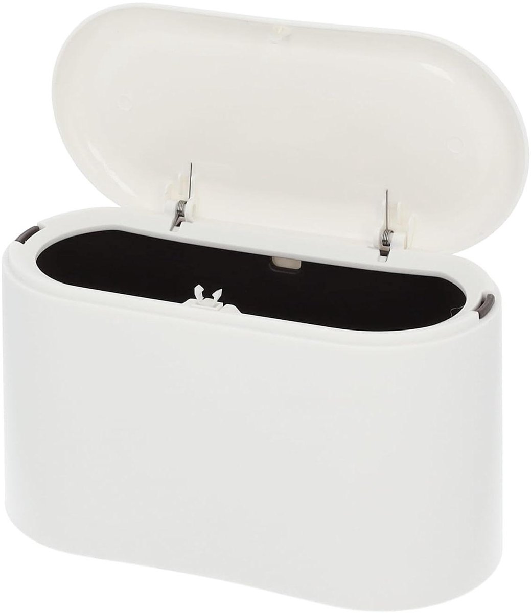 Afvalbakje Keuken - Prullenbakje Bureau - Afval Weggooien - Met Binnenemmer - 10 x 21 x 13 cm - Wit