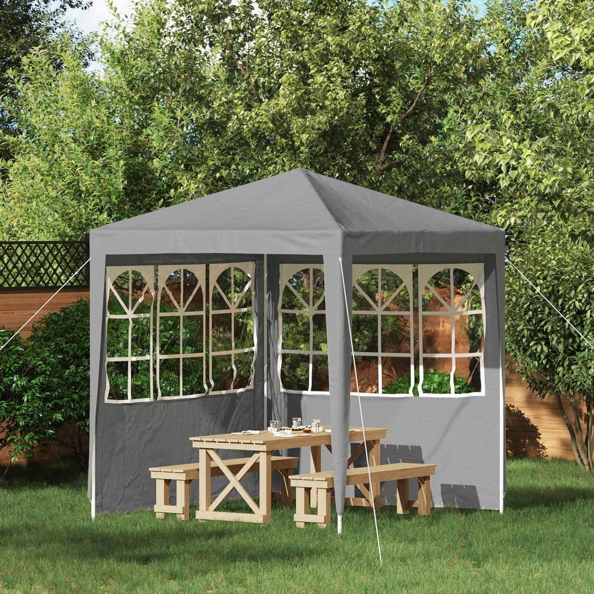 Partytent Zijpaneel - Tentwand Paviljoen - Outdoor Evenementen - Waterdicht UV-bescherming - 200 x 195 cm - Lichtgrijs