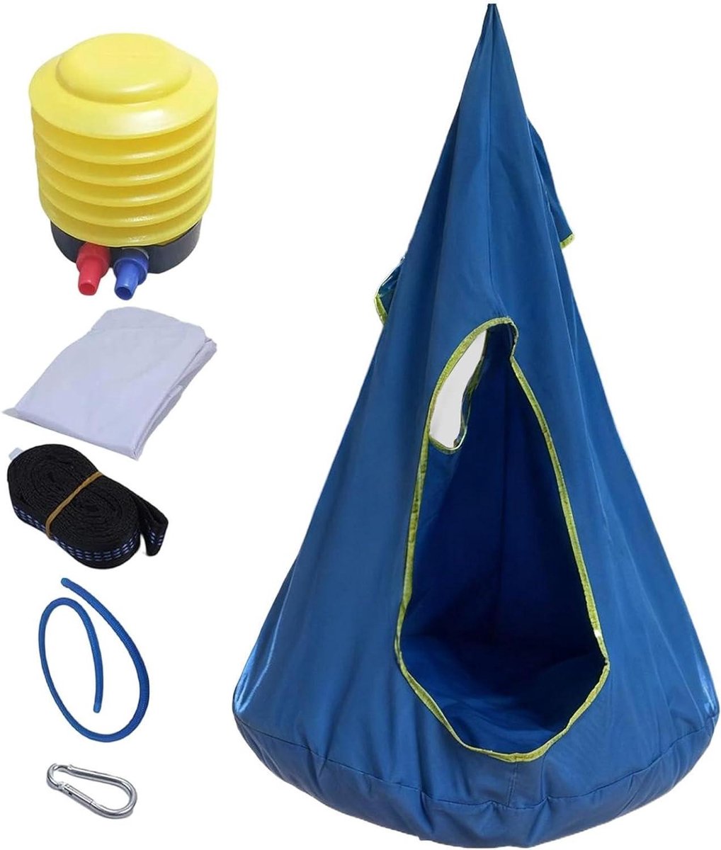Kinderpod Schommelzitje - Hangstoel Podstoel - Ontspannen Buiten - Verstelbare Hoogte - 135x100 cm - Saffier