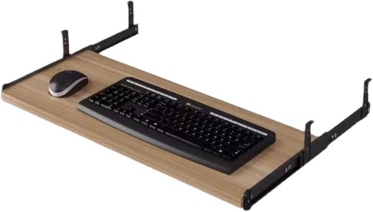 Toetsenbordlade Onder Bureau - Uitschuifbaar Platform Lade - Ergonomisch Werken - Soepel Glijdend - 54x27cm - Zwart