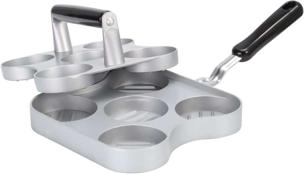 Burgerpers - Patty Maker - Burgers Vormen - Vijf-Raster Ontwerp - 38 x 20 x 10 cm - Zwart