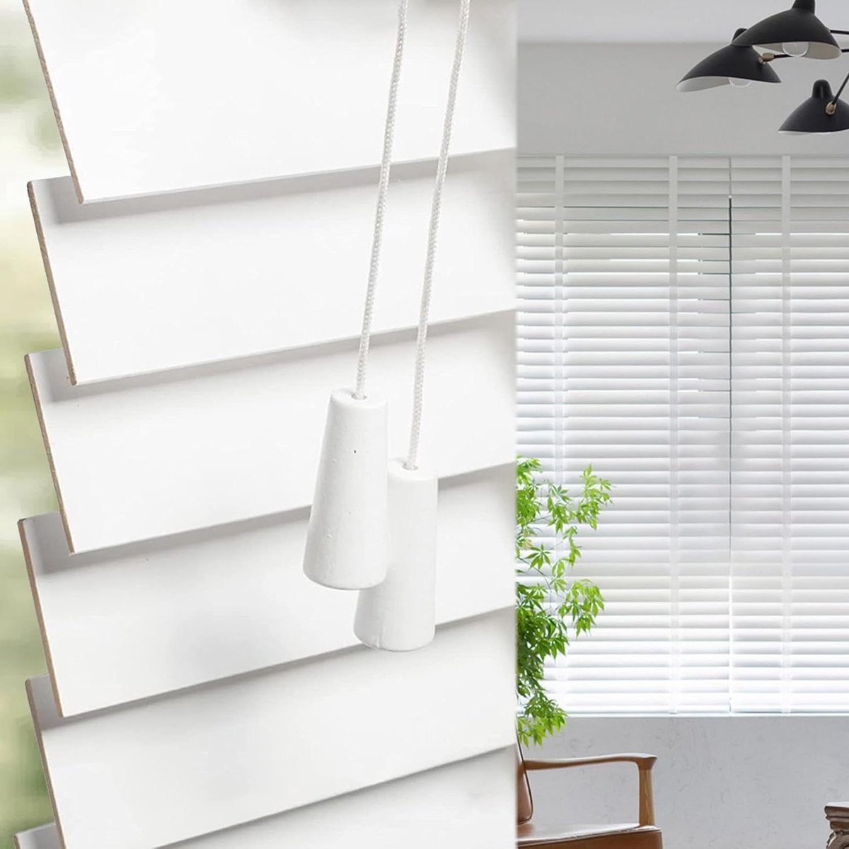 Houten Jaloezieën - Houten Blinds - Privacy Regelen - 50mm Lamellen - 65x175cm - Wit