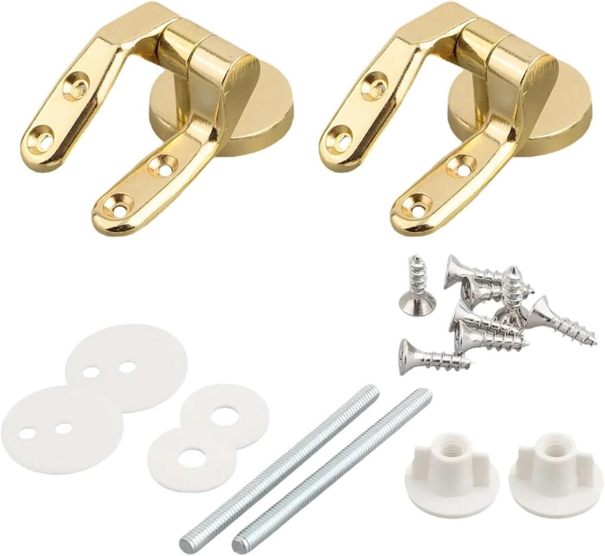 Reserve Scharnieren WC-bril - Toiletbril Onderdelen - Badkamer Reparatie - Universele Pasvorm - 2 stuks - Goud