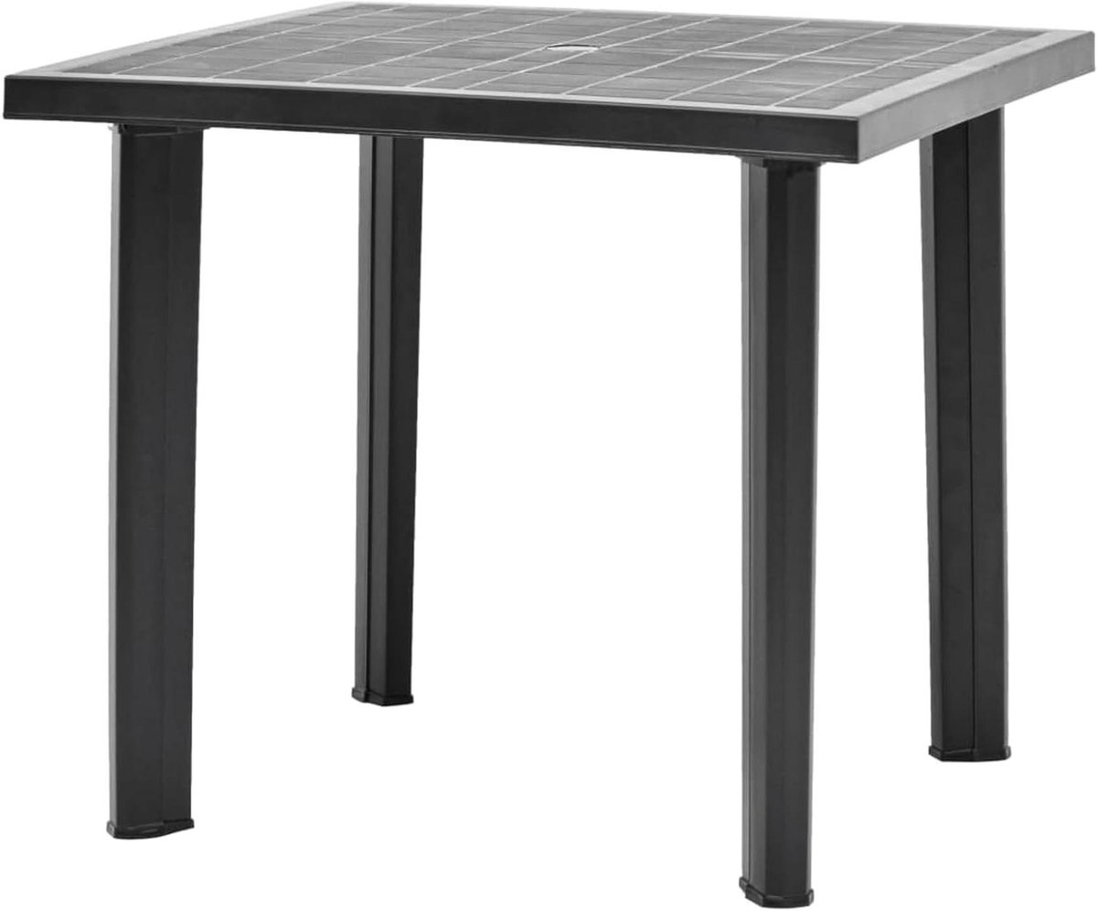 Tuinstafel Kunststof - Terrastafel Buitentafel - Buiten Eten - Met Parasolgat - 80 x 75 x 72 cm - Antraciet