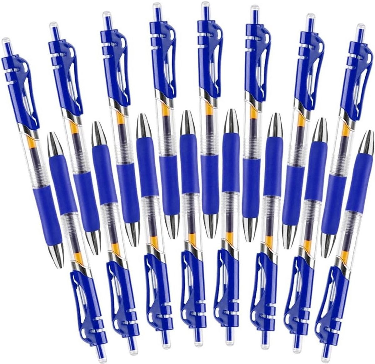 Set van 16 Retractable Rollerballpennen met Zwarte Inkt, Geschikt voor Notities, School en Schrijven