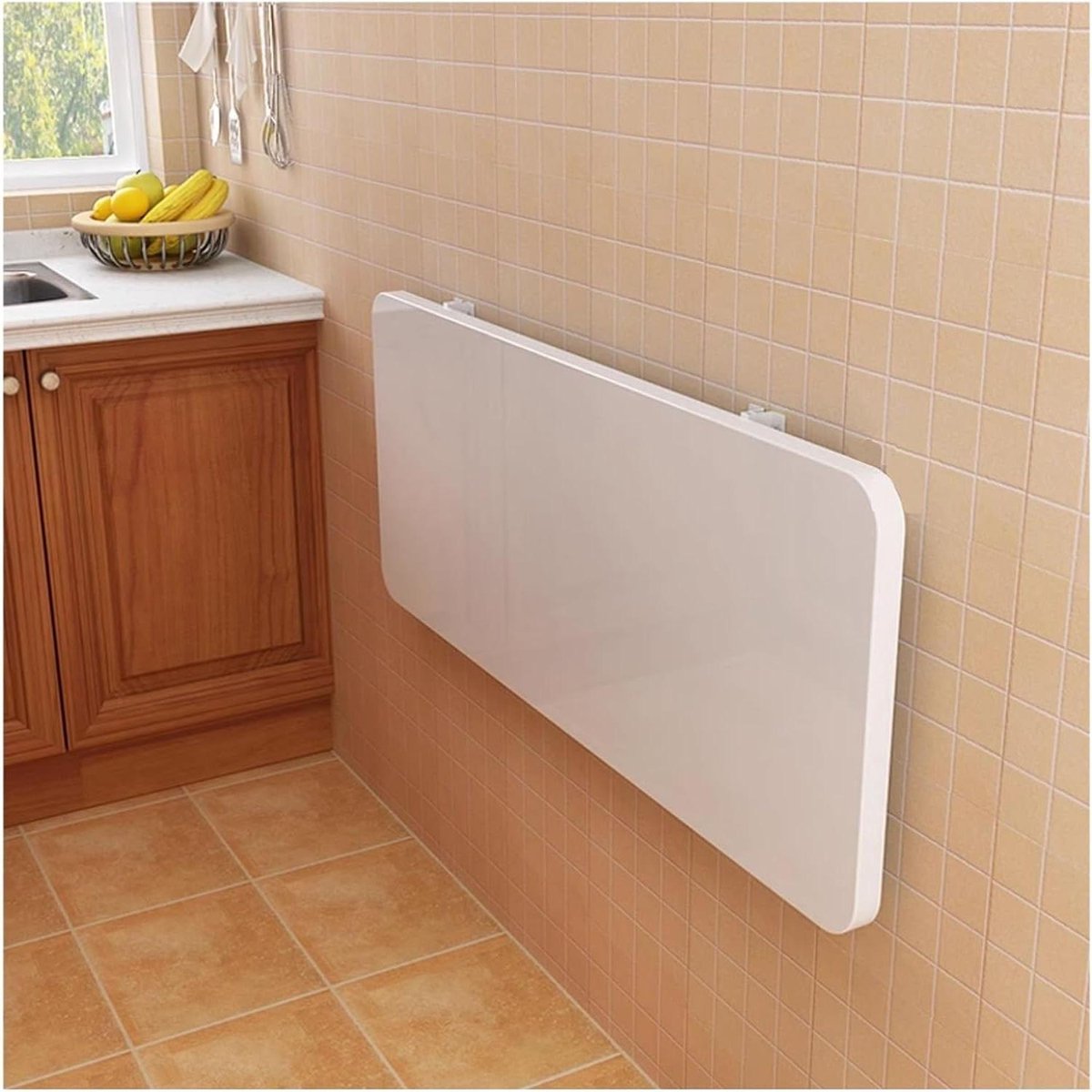 Klaptafel Wandmontage - Inklapbare Tafel - Ruimte Besparen - Afgeronde Randen - 120x30cm - Wit