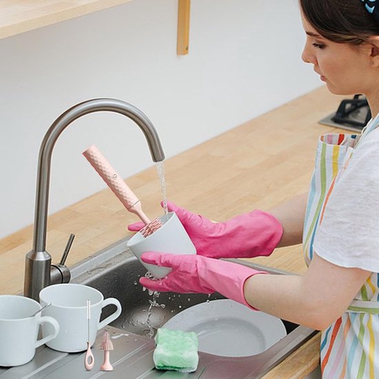Elektrische Flessenreiniger - Flessenborstel - Babyvoeding Reinigen - Waterdichte Siliconen Borstelkop - 25.6 cm Lengte - Roze — afbeelding 4