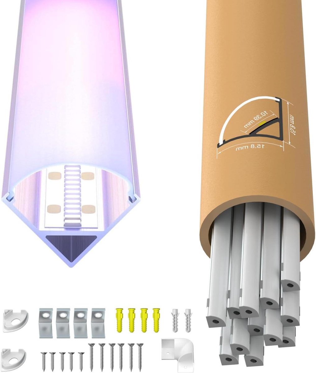 LED profielen - Aluminium kanalen - Sfeerverlichting creëren - 45 graden hoek - 2 meter - Mat