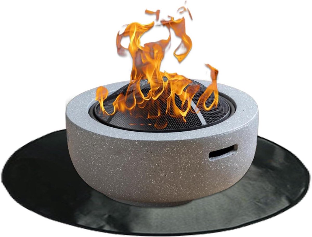 Vuurschaalmat Rond - Grillmat Terras - Terras Beschermen - Warmte-isolerend - 49 cm - Zwart