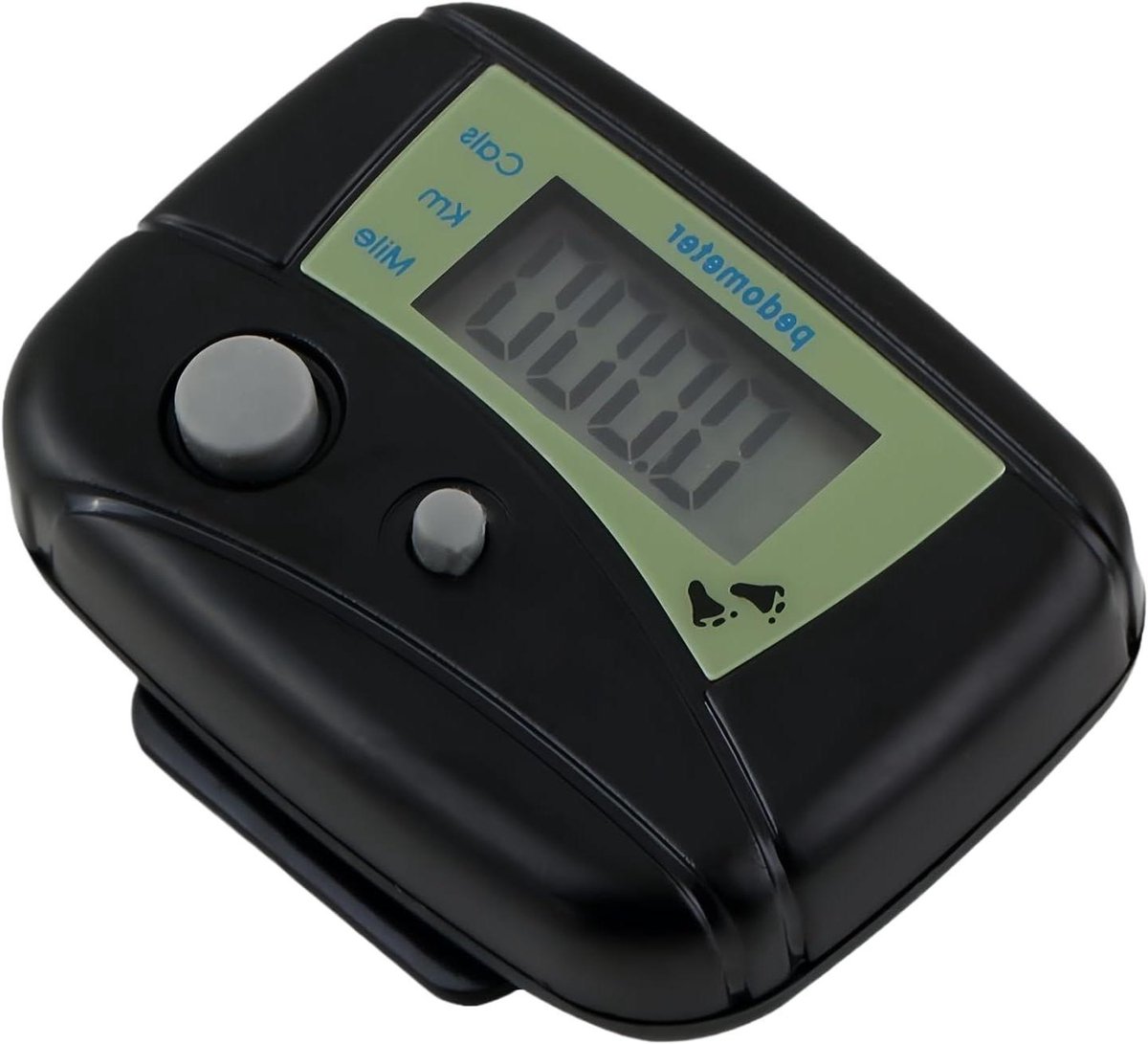 Stappenteller - Pedometer Activiteitentracker - Wandelen en Lopen - Compact Clip Ontwerp - 5 x 4 cm - Zwart